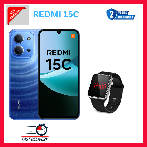 NEW ARRIVALS DEALS! REDMI 15C 256GB ROM +16GB RAM EXPANDABLE 6.9'' LCD 50MP Main Camera 8MP selfie camera 6000mAh 33W Fast Charger Android 15 Side Fingerprint -Smartphones Side