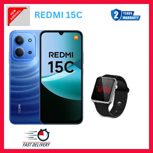 NEW ARRIVALS DEALS! REDMI 15C 256GB ROM +16GB RAM EXPANDABLE 6.9'' LCD 50MP Main Camera 8MP selfie camera 6000mAh 33W Fast Charger Android 15 Side Fingerprint -Smartphones Side