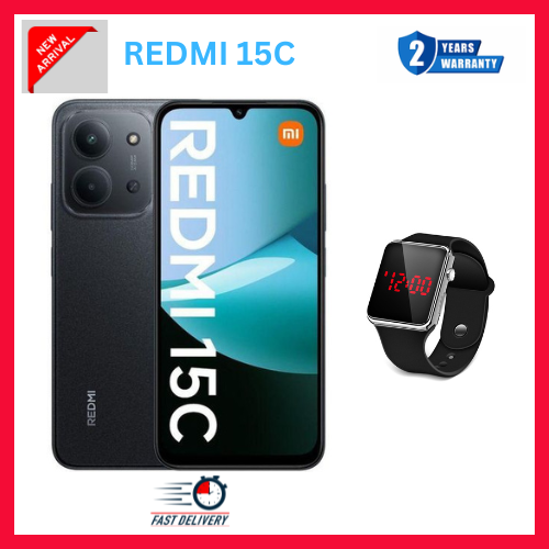 NEW ARRIVALS DEALS! REDMI 15C 256GB ROM +16GB RAM EXPANDABLE 6.9'' LCD 50MP Main Camera 8MP selfie camera 6000mAh 33W Fast Charger Android 15 Side Fingerprint -Smartphones Side