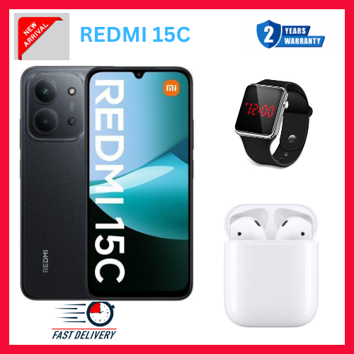 NEW ARRIVALS DEALS! REDMI 15C 256GB ROM +16GB RAM EXPANDABLE 6.9'' LCD 50MP Main Camera 8MP selfie camera 6000mAh 33W Fast Charger Android 15 Side Fingerprint -Smartphones Side