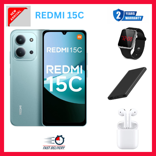 LIMITED  DISCOUNT REDMI 15C 128GB Storage UPTO 8GB Ram 6.9'' LCD 50MP Main Camera 6000mAh 33W Fast Charger Android 15 Xiaomi Hyper OS 2 Side Fingerprint Smartphopne smart phones