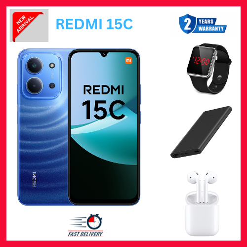 LIMITED  DISCOUNT REDMI 15C 128GB Storage UPTO 8GB Ram 6.9'' LCD 50MP Main Camera 6000mAh 33W Fast Charger Android 15 Xiaomi Hyper OS 2 Side Fingerprint Smartphopne smart phones