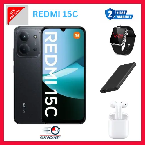 LIMITED  DISCOUNT REDMI 15C 128GB Storage UPTO 8GB Ram 6.9'' LCD 50MP Main Camera 6000mAh 33W Fast Charger Android 15 Xiaomi Hyper OS 2 Side Fingerprint Smartphopne smart phones