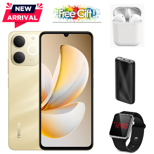 Realme Note 70- 6.74'' Inch, UP TO 8GB(4+4) RAM + 128GB, 5000mAh (Dual Sim) COMES WITH FREE GIFTS POWERBANK +AIRPODS + LED WATCH FOR YOU BLACK