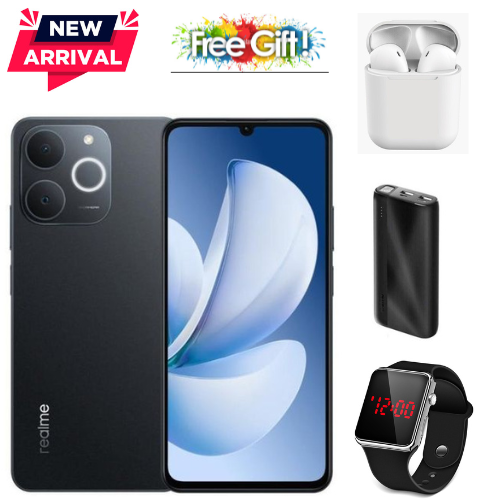 Realme Note 70- 6.74'' Inch, UP TO 8GB(4+4) RAM + 128GB, 5000mAh (Dual Sim) COMES WITH FREE GIFTS POWERBANK +AIRPODS + LED WATCH FOR YOU BLACK