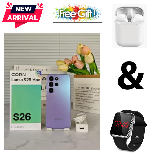 BLACK FRIDAY DEALS🔥🔥 !!! CORN LUMIA S26 MAX 6.67"HD STORAGE ROM 64GB RAM 5(2+3)GB STRONG BATTERY 5000mAh DUAL SIM CARD SMART PHONE SIDE-MOUNTED FINGERPRINT FACE UNLOCK,13MP ULTRA CAMERA 8MP