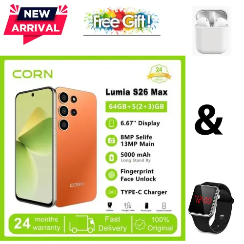 BLACK FRIDAY DEALS🔥🔥 !!! CORN LUMIA S26 MAX 6.67"HD STORAGE ROM 64GB RAM 5(2+3)GB STRONG BATTERY 5000mAh DUAL SIM CARD SMART PHONE SIDE-MOUNTED FINGERPRINT FACE UNLOCK,13MP ULTRA CAMERA 8MP