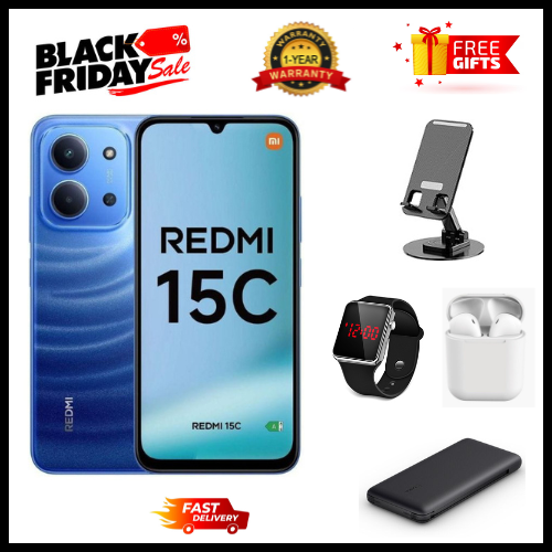 BLACK FRIDAY NEVEMBER DEALS🔥🔥🔥 REDMI 15C 128GB Storage UPTO 8GB Ram 6.9'' LCD 50MP Main Camera 6000mAh 33W Fast Charger Android 15 Xiaomi Hyper OS 2 Side Fingerprint Smartphopne smart phones