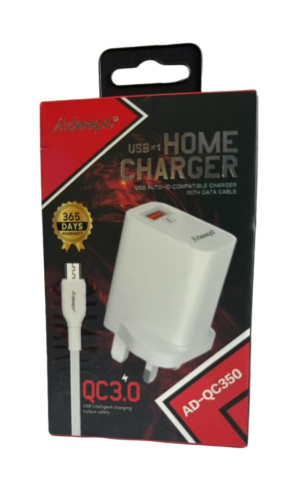 ALDEEPO AD-QC350 UK USB CHARGER SET – FAST, POWERFUL & TRAVEL-READY FOR RELIABLE CHARGING ANYTIME, ANYWHERE!