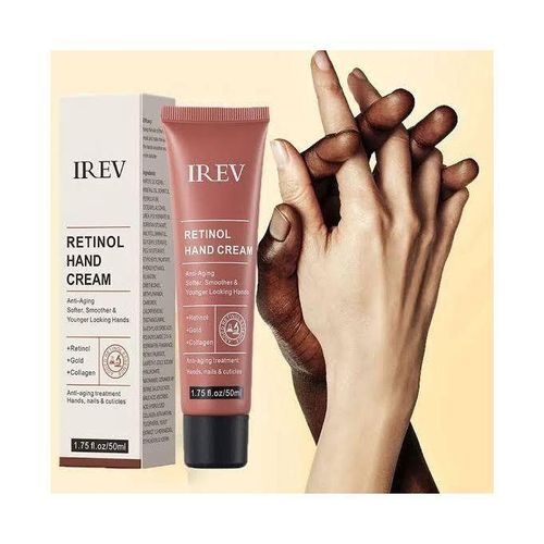 IREV Retinol Hand Cream - Antiaging Hand Treatment Cream Softens Smoothes Protects Hands Nails Cuticles - For Younger Looking Hands Vitamin A Minimises Age Effect on Skin