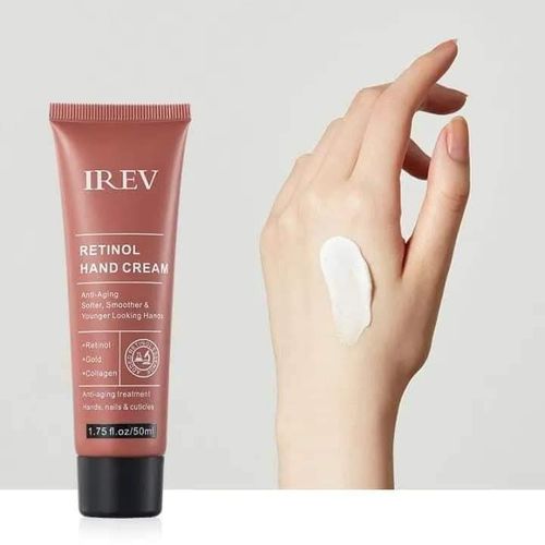 IREV Retinol Hand Cream - Antiaging Hand Treatment Cream Softens Smoothes Protects Hands Nails Cuticles - For Younger Looking Hands Vitamin A Minimises Age Effect on Skin