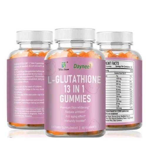 Daynee L- GLUTATHIONE 13 IN 1 GUMMIES For Premium Skin Whitening, Reduce Wrinkles, Anti-Aging Effect and Immunity Booster- 60 DIETARY SUPPLEMENT GUMMIES