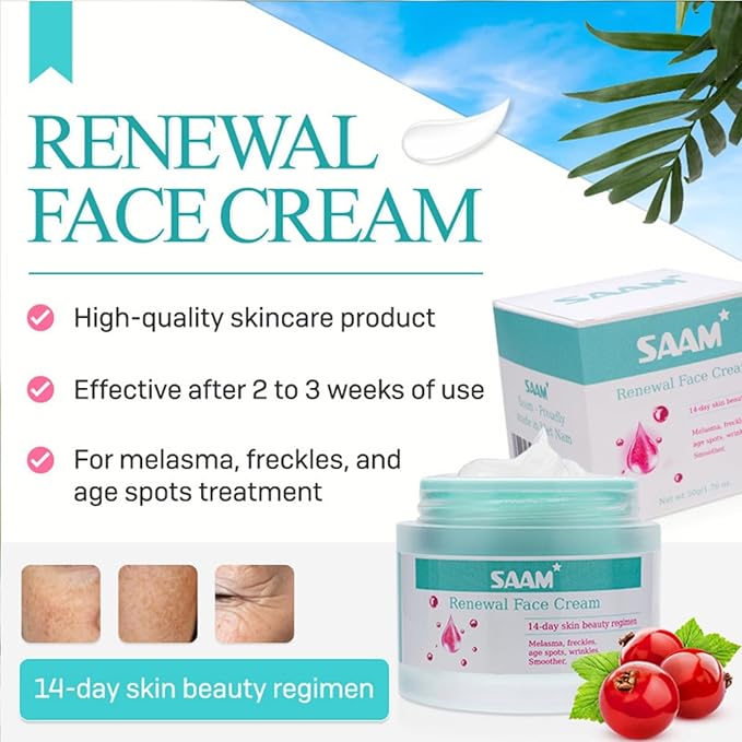 RENEWAL FACE CREAM + SERUM with Niacinamide 10% Essence - Melasma, Freckles, Age Spots & Dark Spots, Smoother / 14-Day skin beauty regimen - Achieves More Youthful Appearance