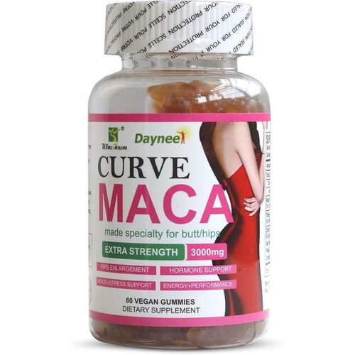 Curve Maca Gummies, 3000mg, Tribulus Herbal Supplements for Butt/HIPS Enlargement and Hormonal Balance, Mixed Fruit Flavor, 60 Count