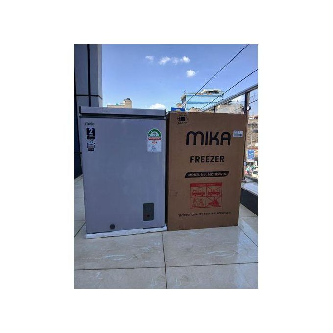 Mika 95 L Chest Freezer, 95L, White Inner, Light Grey