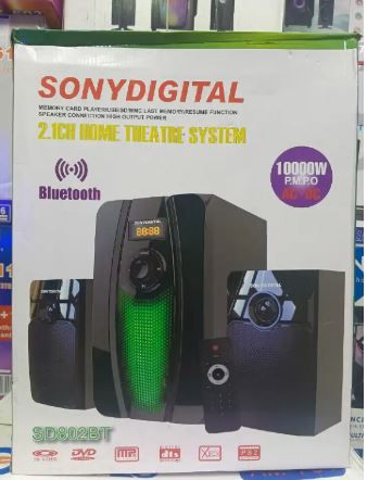 Sony Digital 2.1 CH Home Theatre System Model SD 802BT P.M.P.O 10000W,Memory Card/USB/Speaker Connection High Output Pow