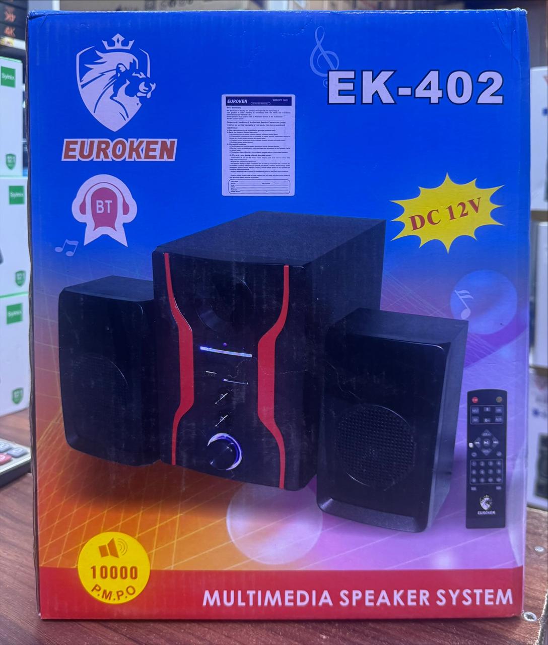 EUROKEN EK‑402 MULTIMEDIA SPEAKER SYSTEM WITH BLUETOOTH, SUBWOOFER, AND VERSATILE CONNECTIVITY