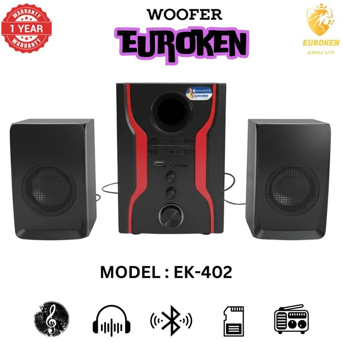 EUROKEN EK‑402 MULTIMEDIA SPEAKER SYSTEM WITH BLUETOOTH, SUBWOOFER, AND VERSATILE CONNECTIVITY