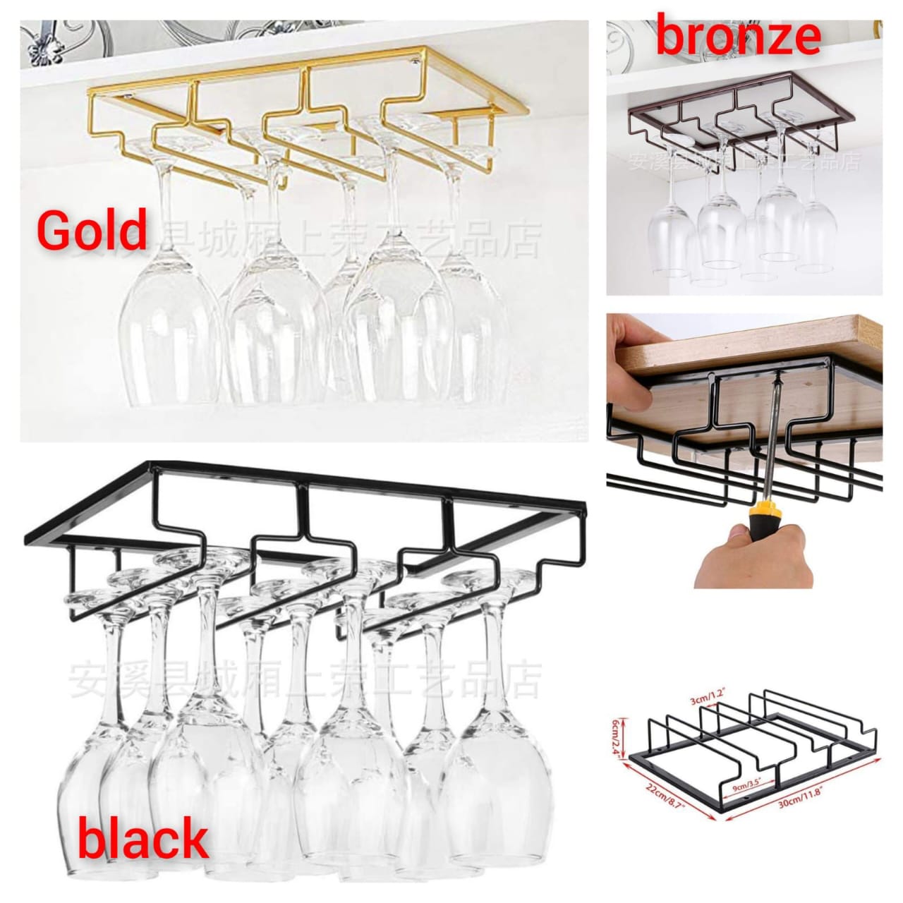 Under the shelf/Cabinet  Wine glass holders.00% brand new and high-quality, the wine glass holder is made of durable thickened carbon steel, which has a solid load-bearing capacity, and the structure