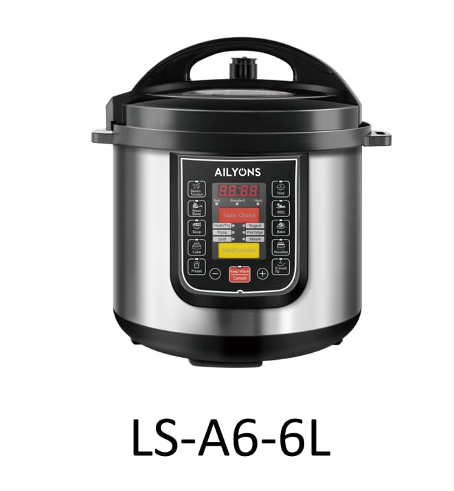 AILYONS LS-A6-6L Deluxe Electric Digital Pressure Cooker. 
Product Details:
Capacity: 6 Liters. 
Power: 1000 Watts. 
Features: It is designed for fast, healthy, and convenient cooking, significantly r