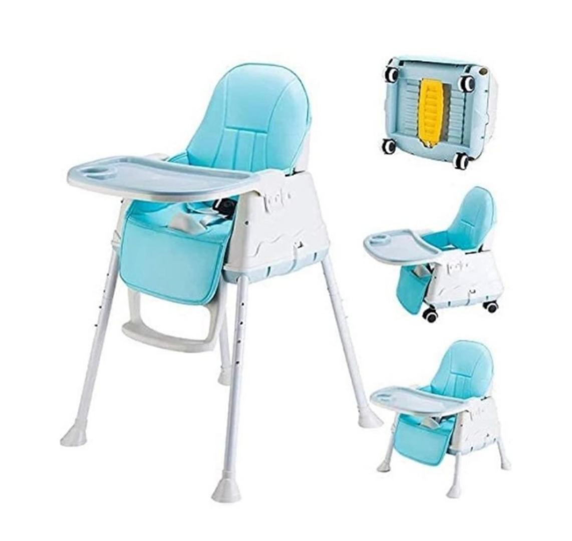 Premium High Chair for Babies I Kids Portable 3 in 1 Safety Feeding Booster Seat Toddler Dining Table Chair Wheel & Cushion
