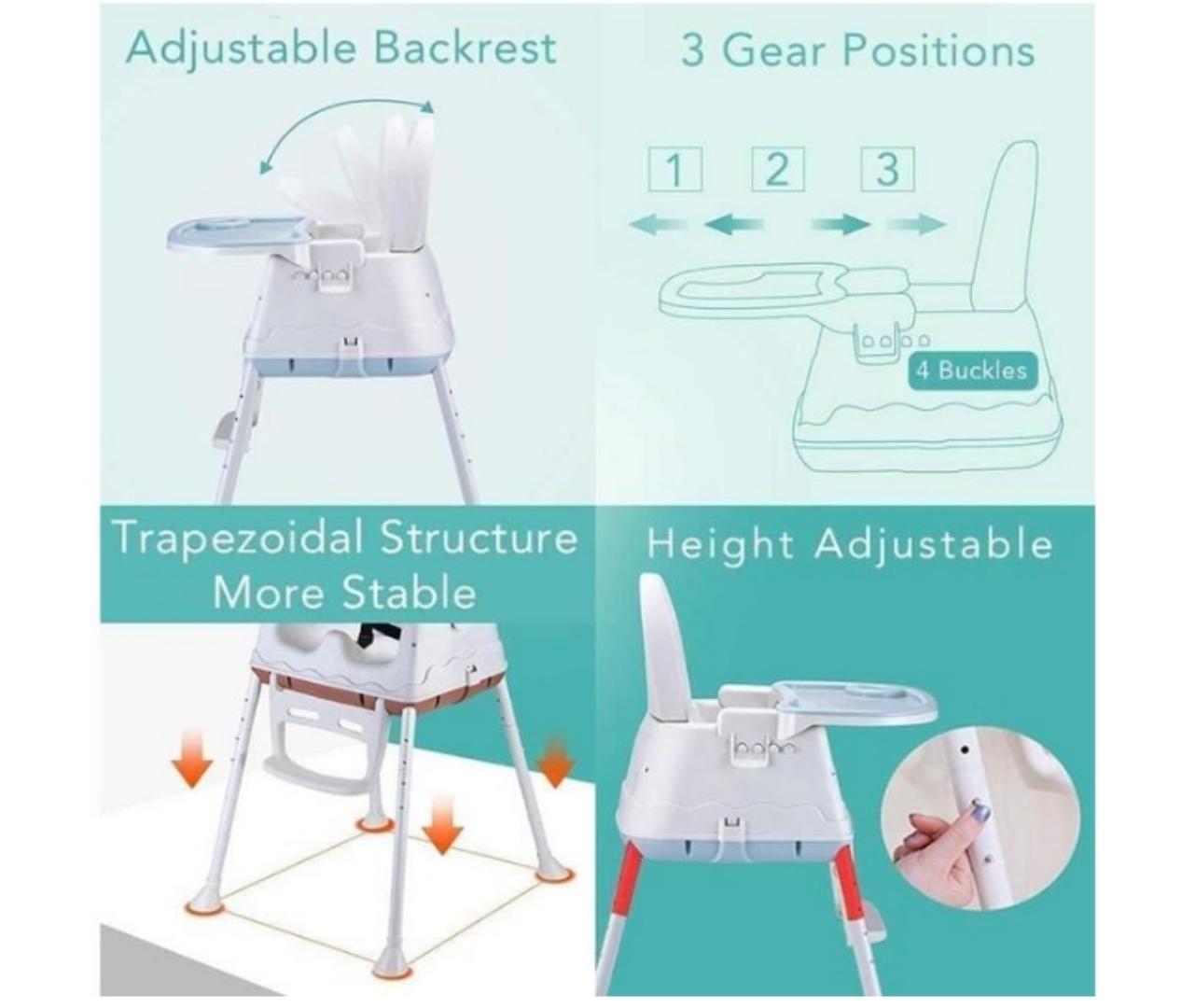 Premium High Chair for Babies I Kids Portable 3 in 1 Safety Feeding Booster Seat Toddler Dining Table Chair Wheel & Cushion