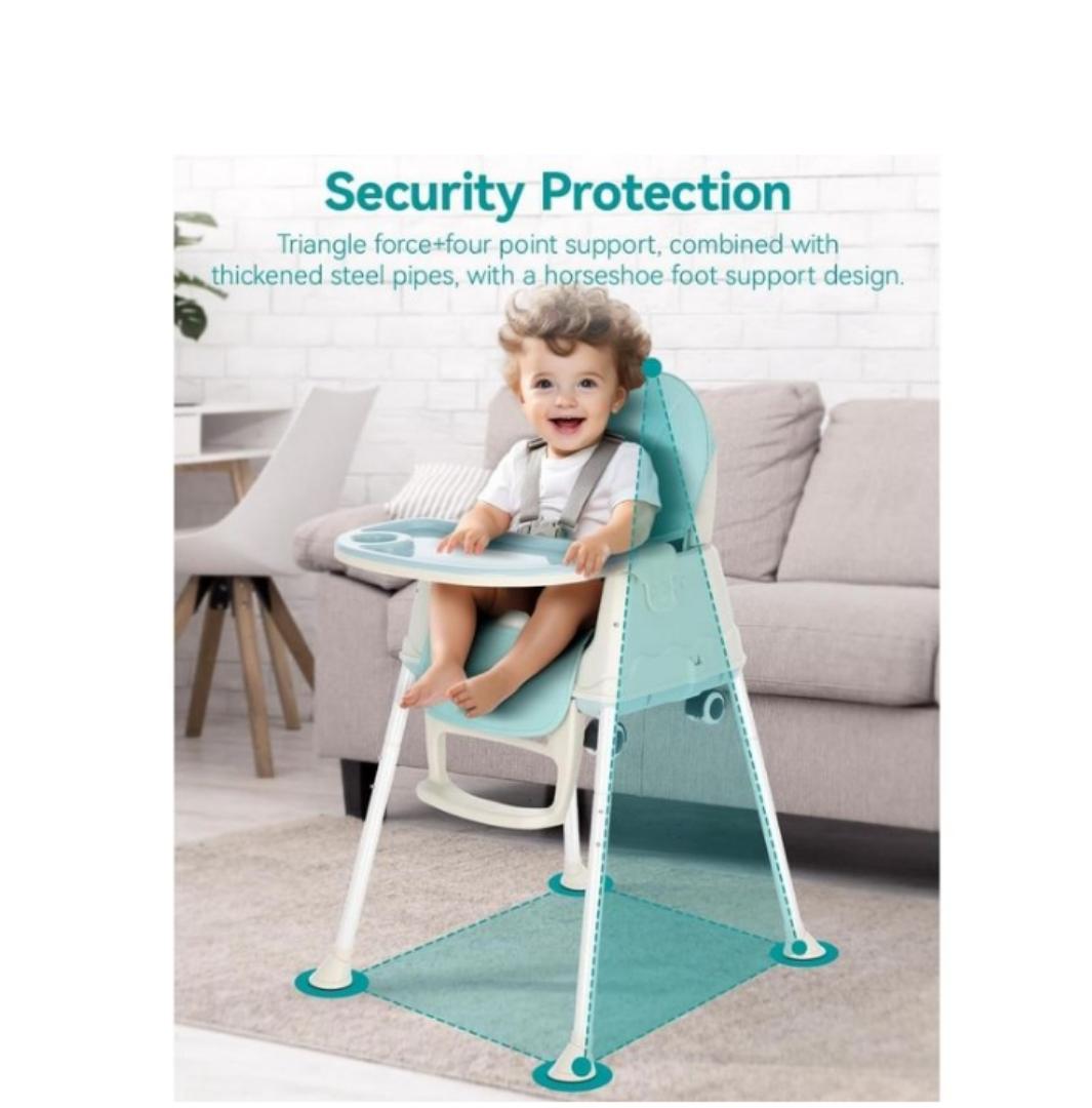 Premium High Chair for Babies I Kids Portable 3 in 1 Safety Feeding Booster Seat Toddler Dining Table Chair Wheel & Cushion