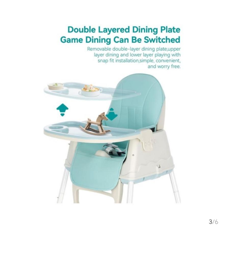 Premium High Chair for Babies I Kids Portable 3 in 1 Safety Feeding Booster Seat Toddler Dining Table Chair Wheel & Cushion