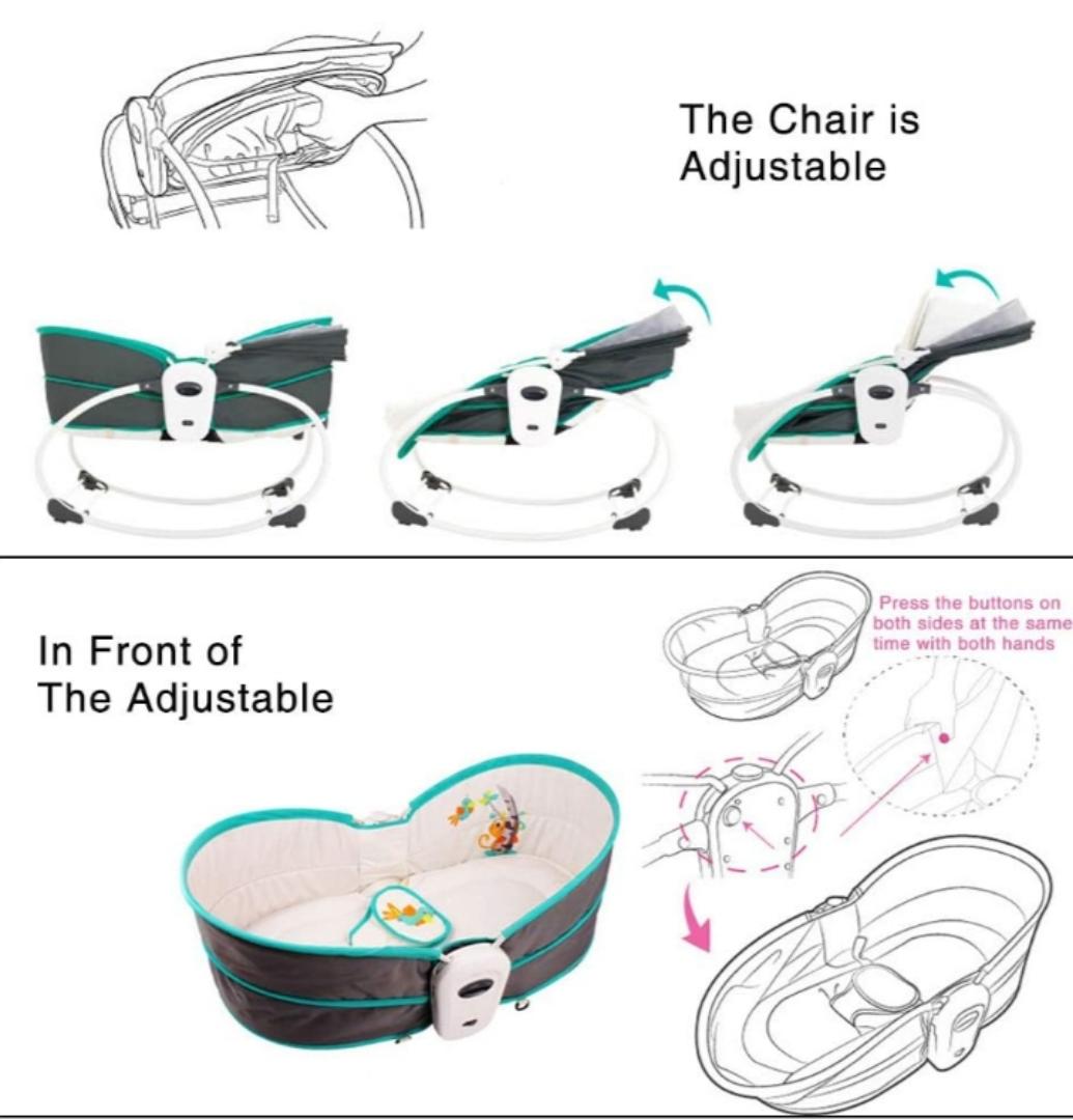 5 in 1 Baby Cradle Portable Baby Swing Bassinet for Newborns, Jumpers and Bouncers Baby Chair for Infants, Travel Bassinets for Babies, Baby Bed Toddler Swing Rocking Chair for Nursery