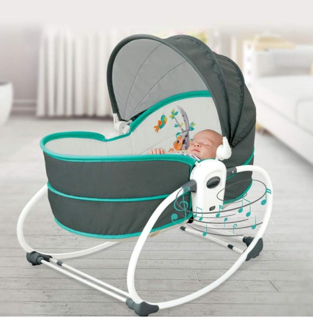 5 in 1 Baby Cradle Portable Baby Swing Bassinet for Newborns, Jumpers and Bouncers Baby Chair for Infants, Travel Bassinets for Babies, Baby Bed Toddler Swing Rocking Chair for Nursery