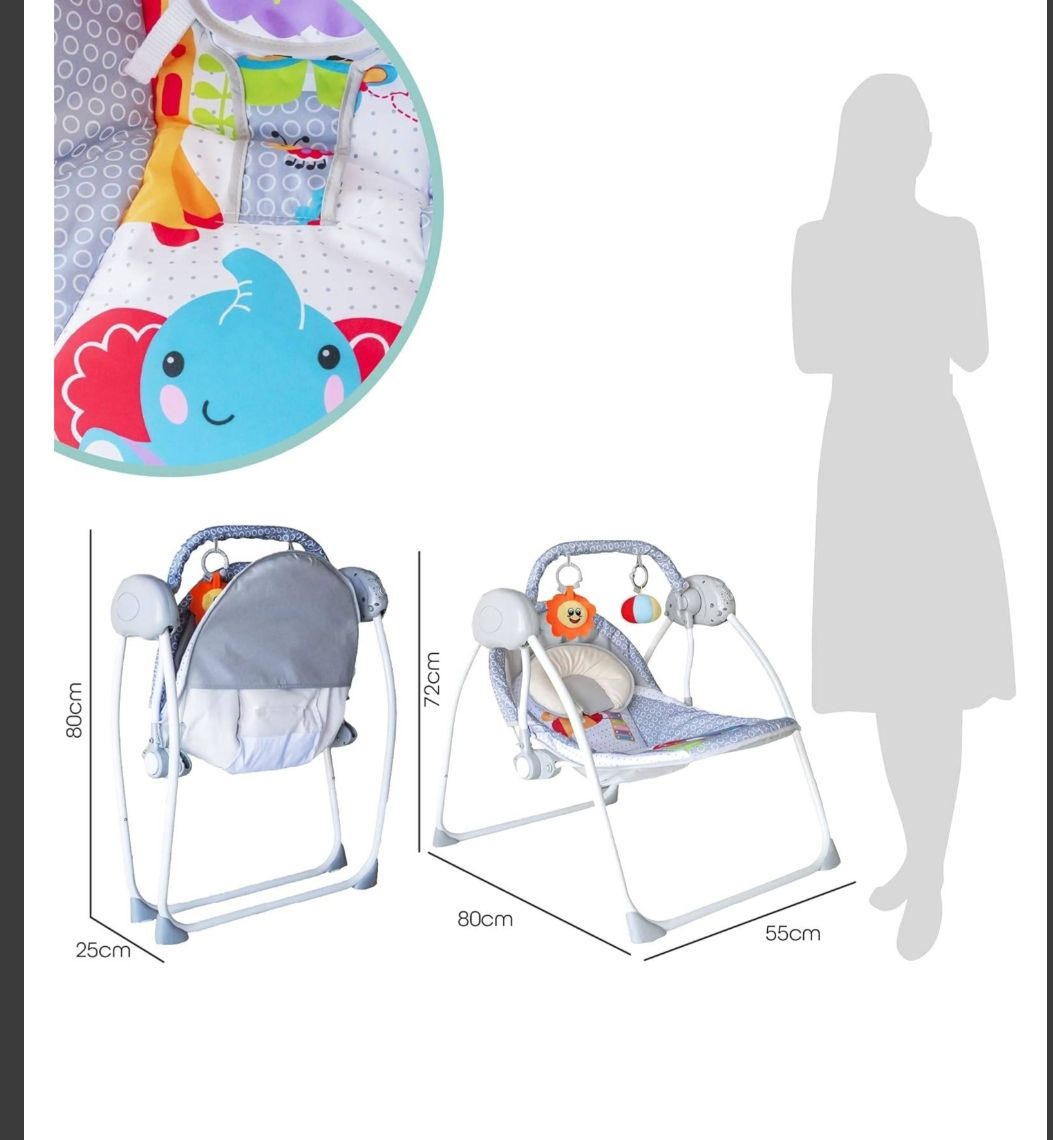 Electric Baby Swing with Multi-Functional Remote Control & Removable Baby Toys | Portable & Foldable Swing for Kids with 3 Point Safety Belt