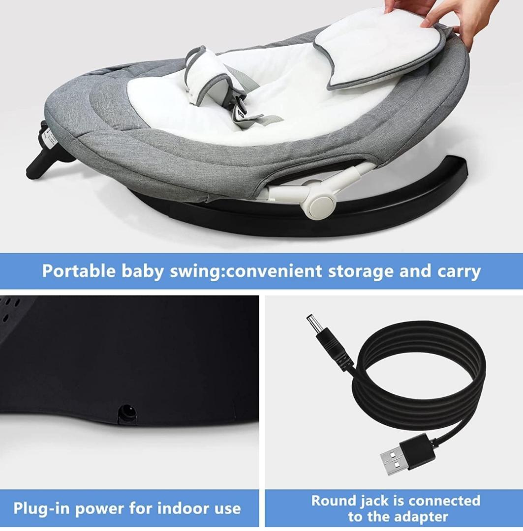 Baby Swing for Infants,feeding area 5 Speed Electric Bluetooth Baby Rocker for Newborn, 3 Timer Settings & 10 Pre-Set Lullabies, Portable Baby Swing with Tray and Remote Control for 0-18Months