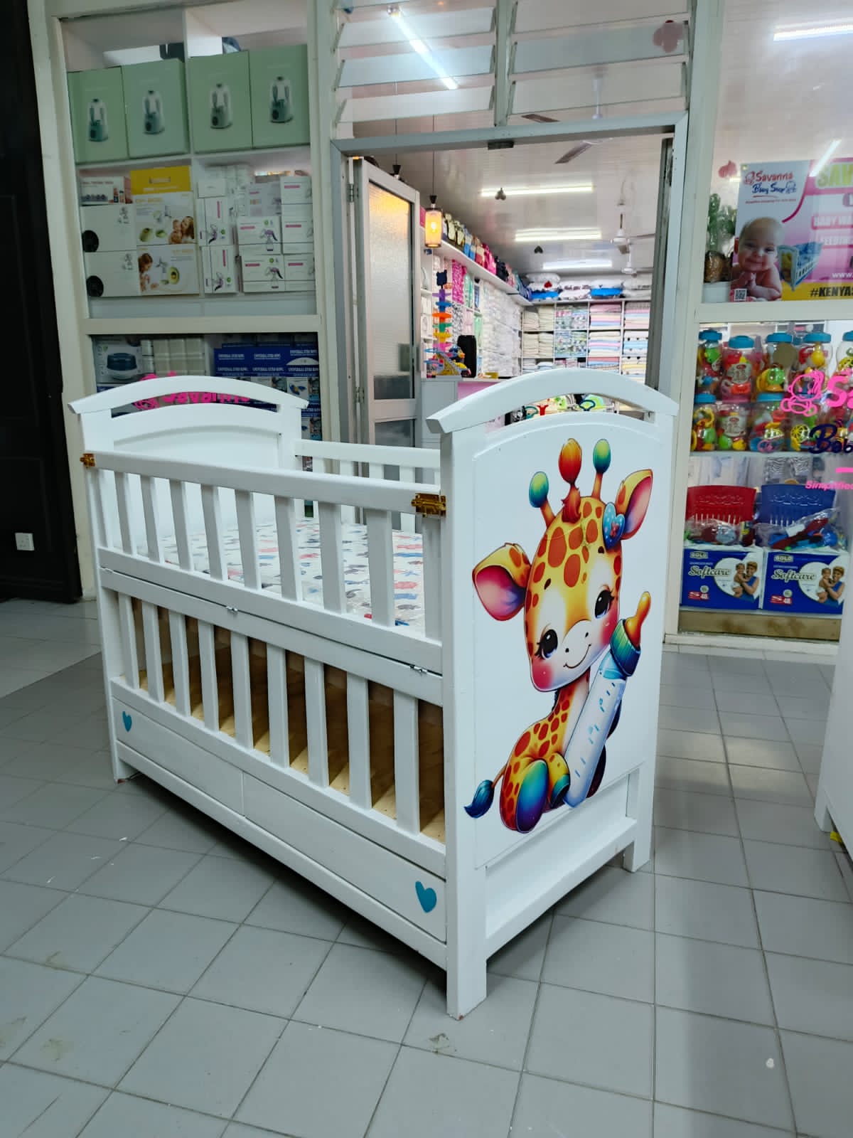 Baby Wooden Bed With 4" Mattress ,Two Sleeping levels, Cosleep Option, Breathable, Good Finishing- Size 2ft by 4ft