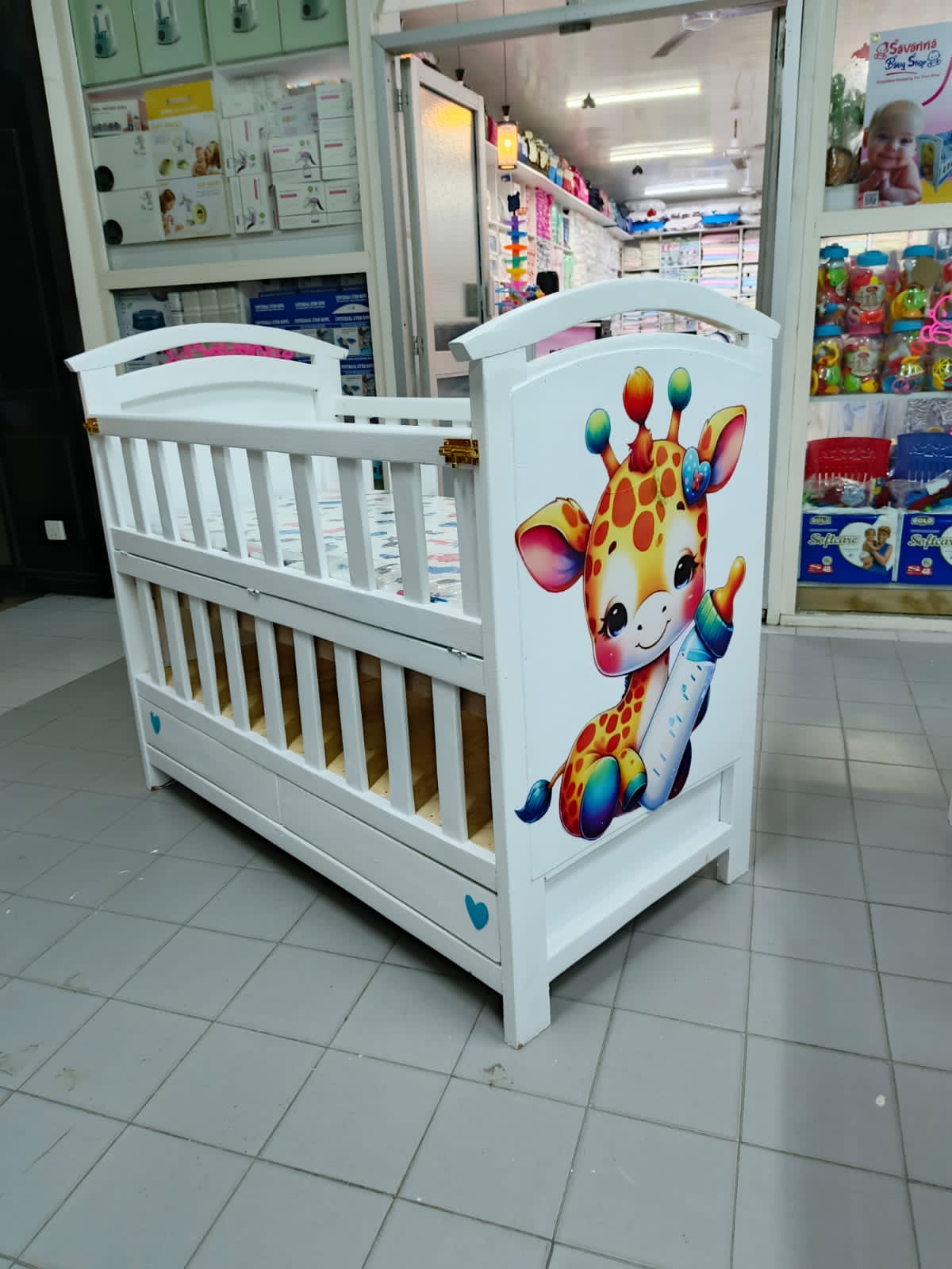 Baby Wooden Bed With 4" Mattress ,Two Sleeping levels, Cosleep Option, Breathable, Good Finishing- Size 2ft by 4ft