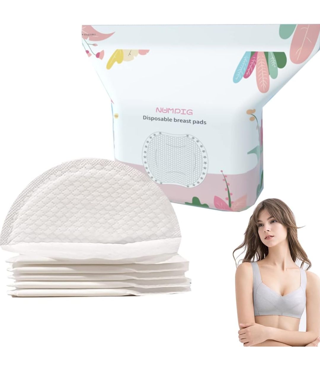 100pcs Invisible Disposable Breast Pads, Ultra Thin Super Absorbent and Anti-Leaking Breast Pads for Breastfeeding Mother Self-Adhesive Breast Pad for Home and Travel