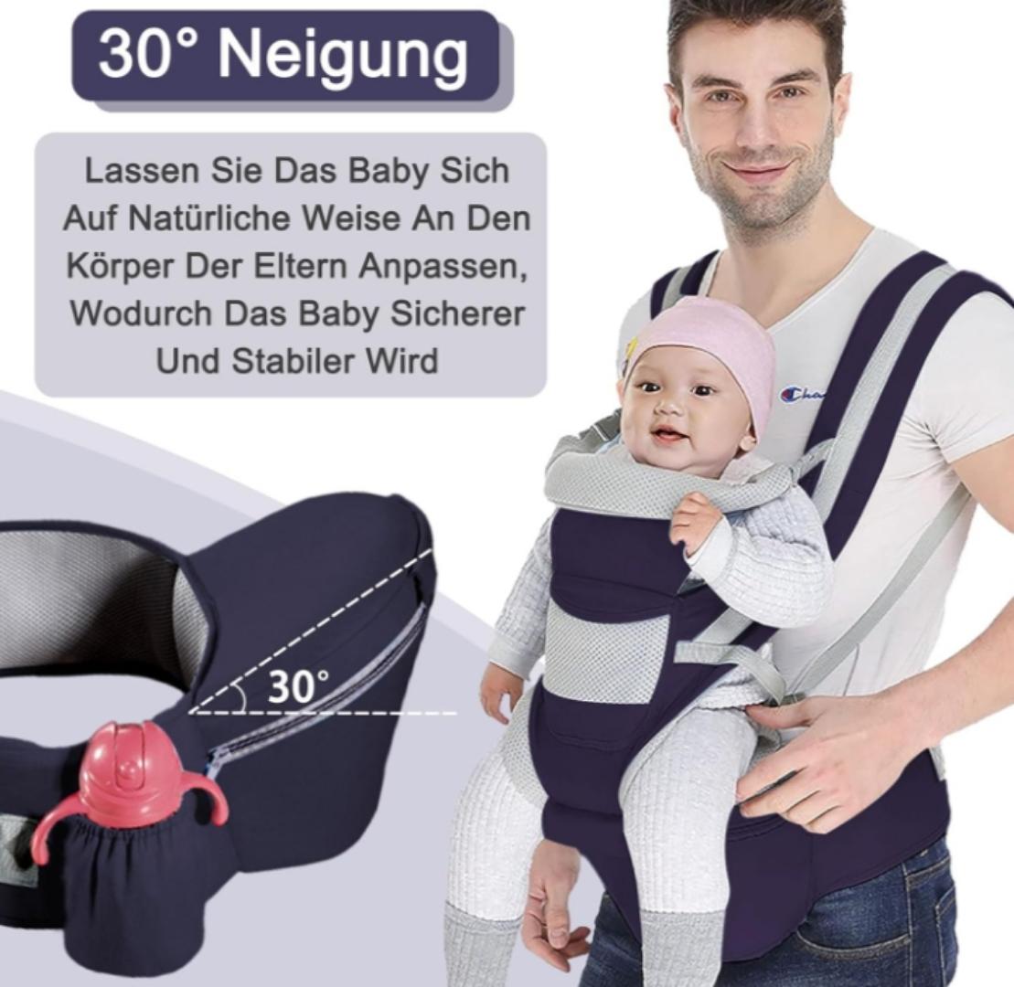 Baby Carrier, Multifunctional Ergonomic Baby Carrier for 0-36 Months, All-in-One Child Carrier with Hip Seat, Adjustable Seat, Baby Carrier with 6 Carrying Positions for Infants (Dark Blue)