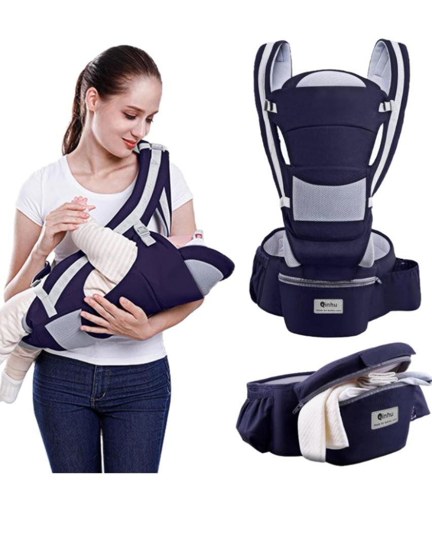Baby Carrier, Multifunctional Ergonomic Baby Carrier for 0-36 Months, All-in-One Child Carrier with Hip Seat, Adjustable Seat, Baby Carrier with 6 Carrying Positions for Infants (Dark Blue)