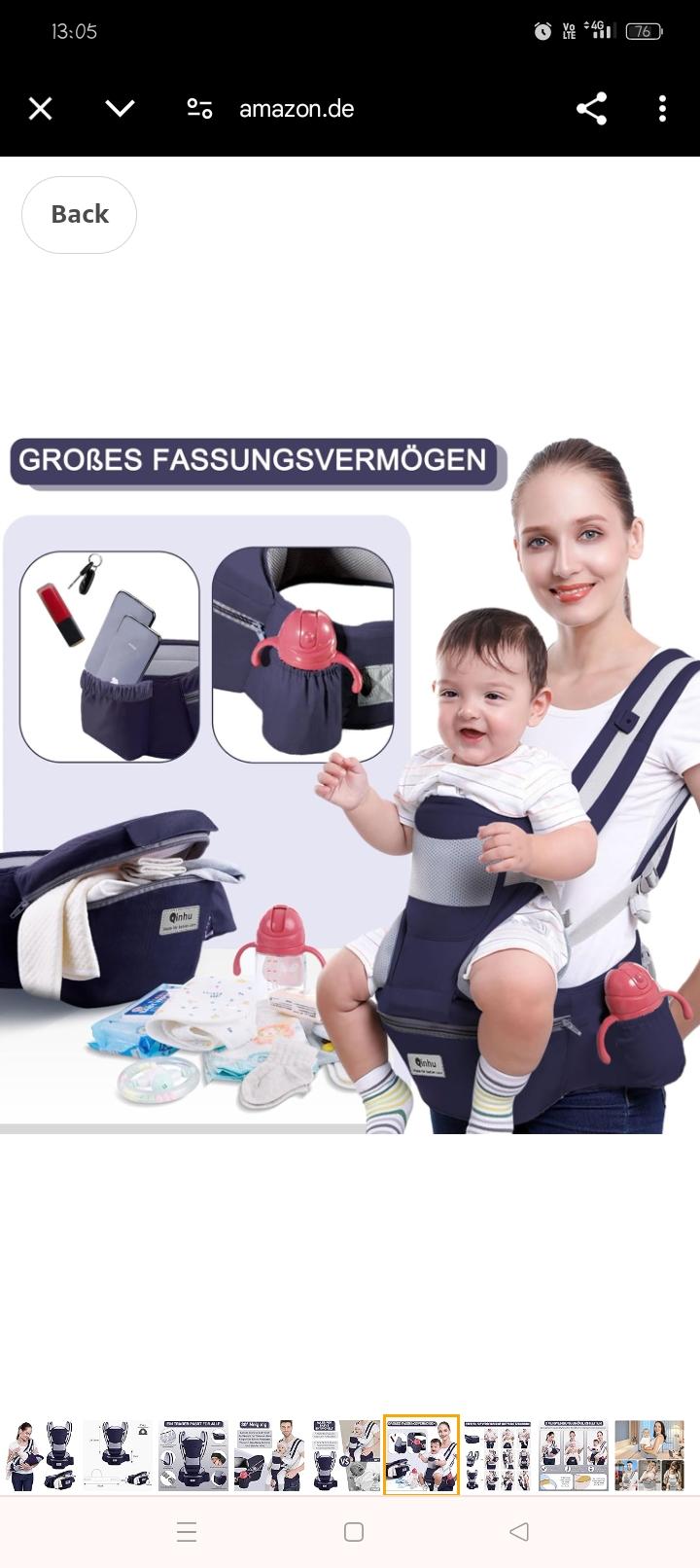 Baby Carrier, Multifunctional Ergonomic Baby Carrier for 0-36 Months, All-in-One Child Carrier with Hip Seat, Adjustable Seat, Baby Carrier with 6 Carrying Positions for Infants (Dark Blue)