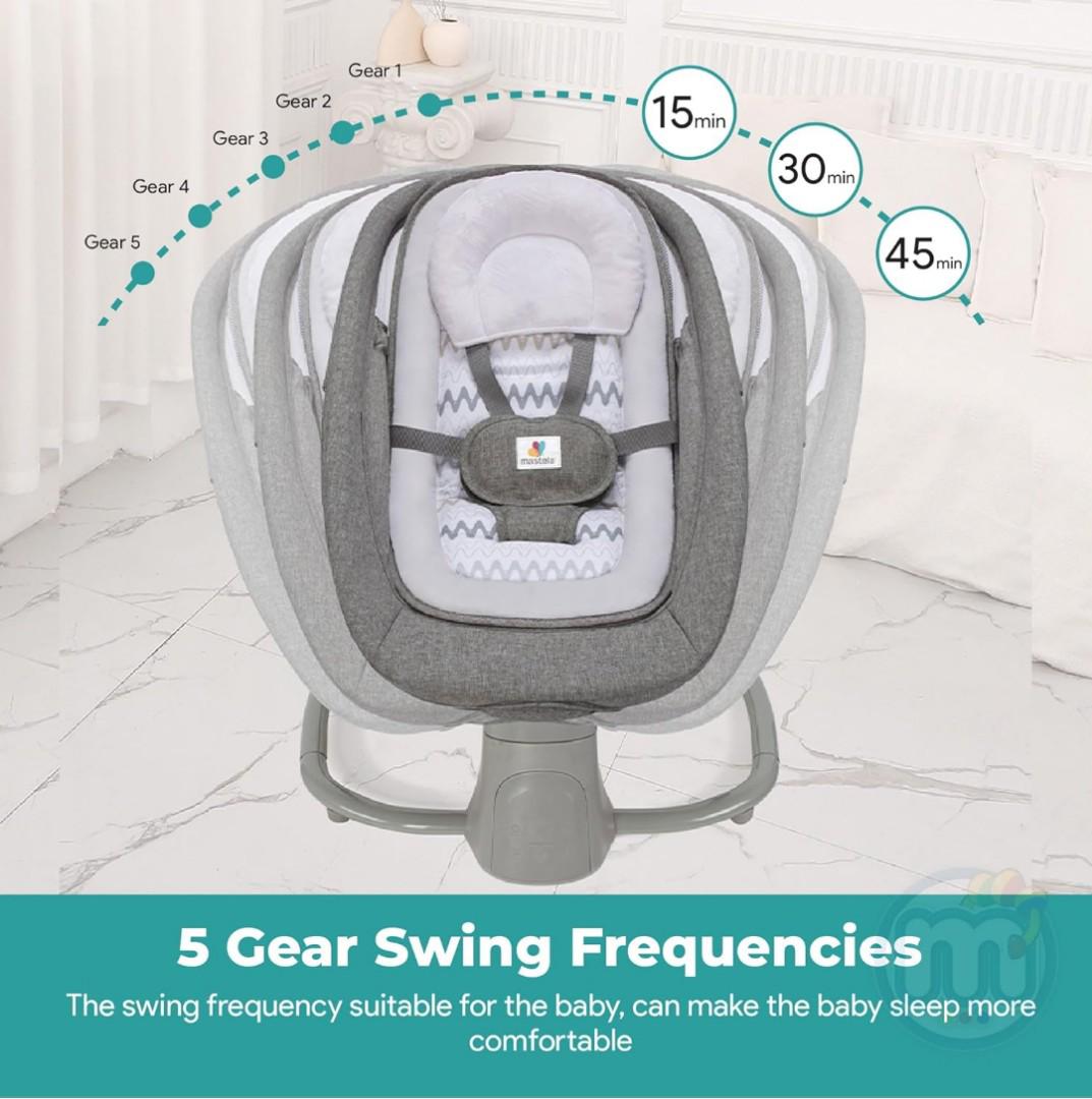 Mastela Premium Deluxe 4In 1 Swing, Rocker, Stationery Seat and Bassinet-Automatic Electric Baby Swing with Adjustable Swing Speed, Soothing Music Baby Rocker Suitable for 0-3 Years