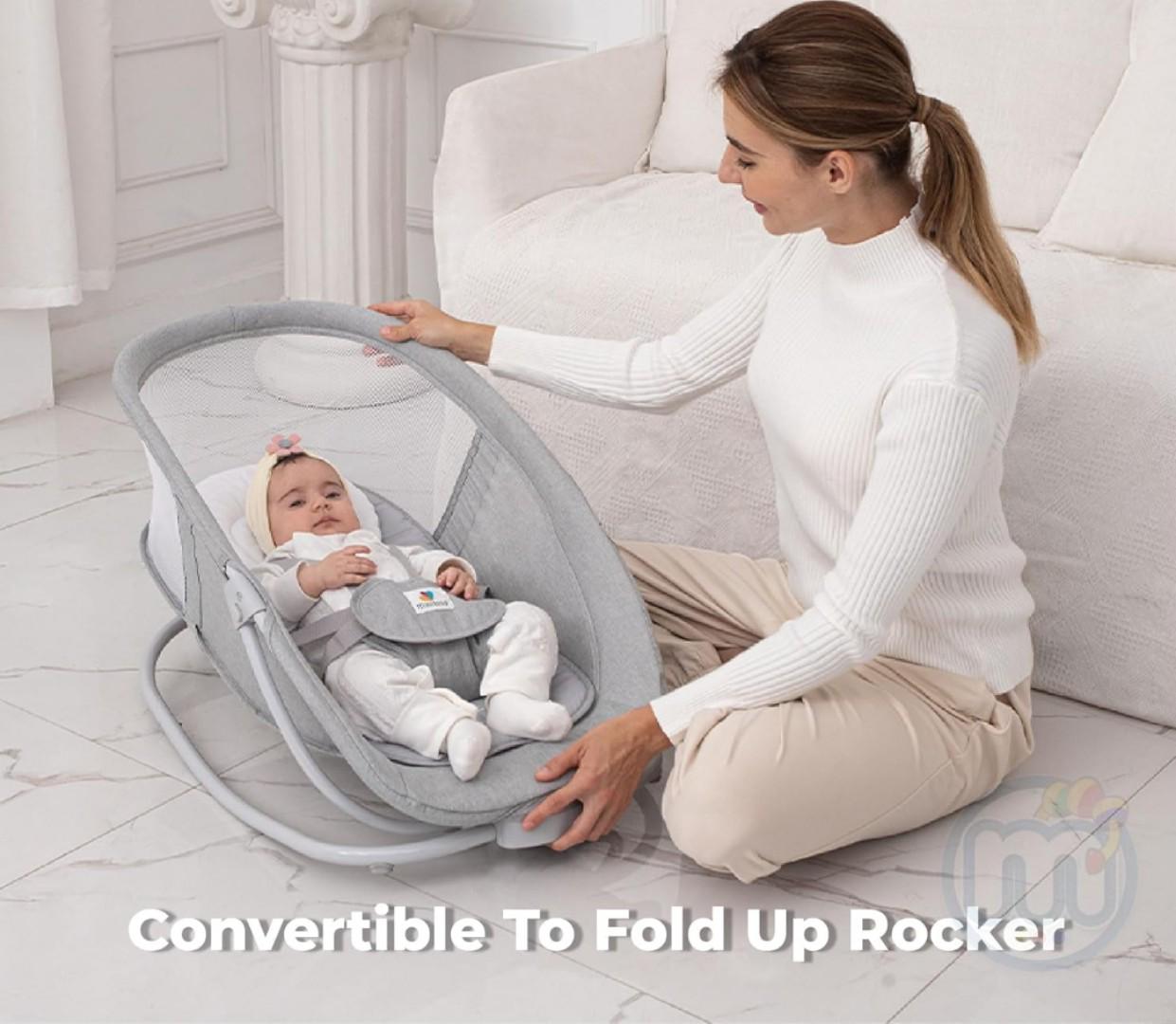 Mastela Premium Deluxe 4In 1 Swing, Rocker, Stationery Seat and Bassinet-Automatic Electric Baby Swing with Adjustable Swing Speed, Soothing Music Baby Rocker Suitable for 0-3 Years