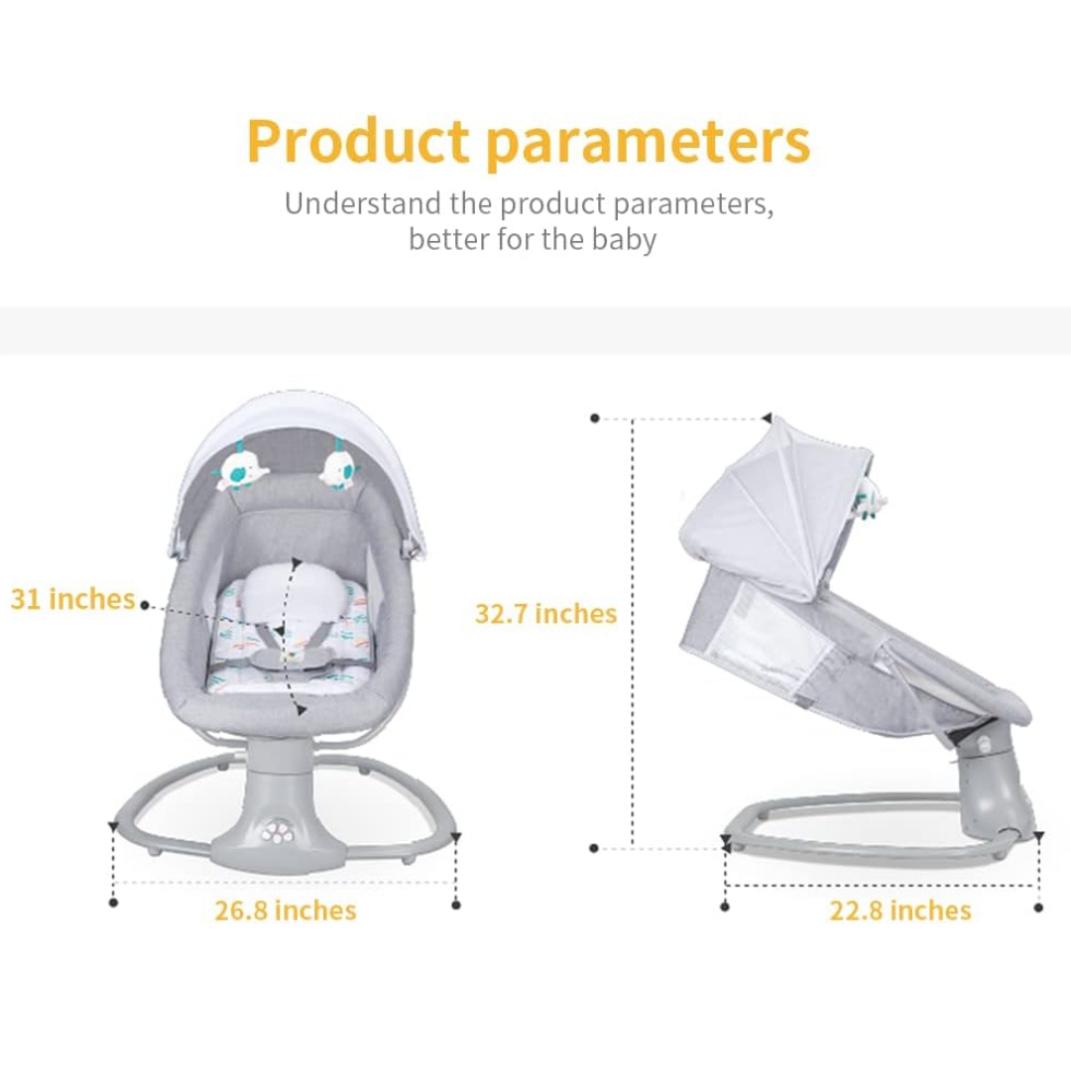 Mastela Baby Swing for Infants Rocking Chair with Remote Control 3-in-1 Adjustable backrest Baby Bouncer Electric Adjustable Rocking Chair