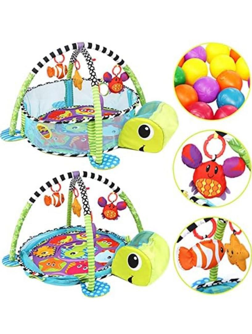 3 In 1 Baby Play Mat For 0-1 Year Old Baby Crawling Gym Mat Turtle Room Pool Support Net,1 Count,Multicolor