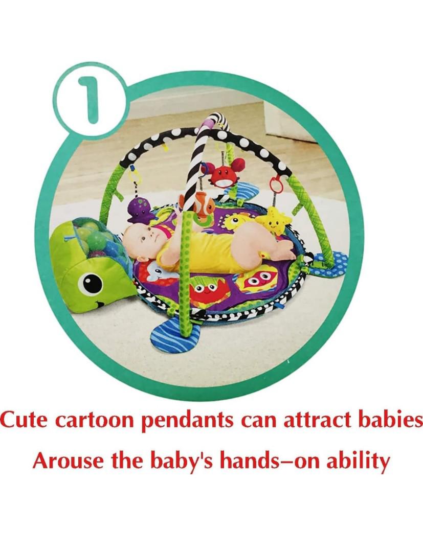 3 In 1 Baby Play Mat For 0-1 Year Old Baby Crawling Gym Mat Turtle Room Pool Support Net,1 Count,Multicolor