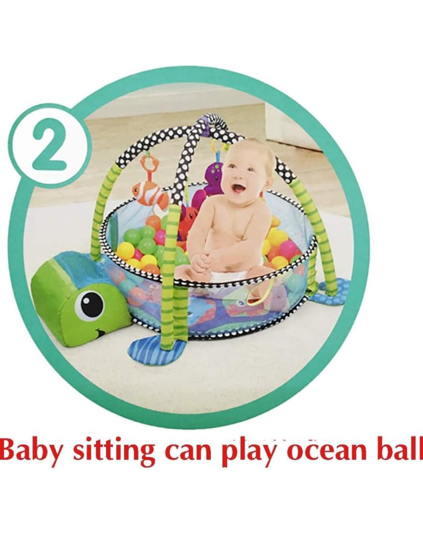 3 In 1 Baby Play Mat For 0-1 Year Old Baby Crawling Gym Mat Turtle Room Pool Support Net,1 Count,Multicolor