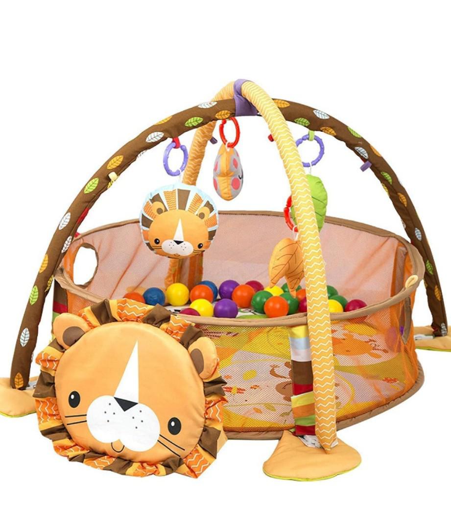 3 In 1 Baby Play Mat For 0-1 Year Old Baby Crawling Gym Mat Turtle Room Pool Support Net,1 Count,Multicolor