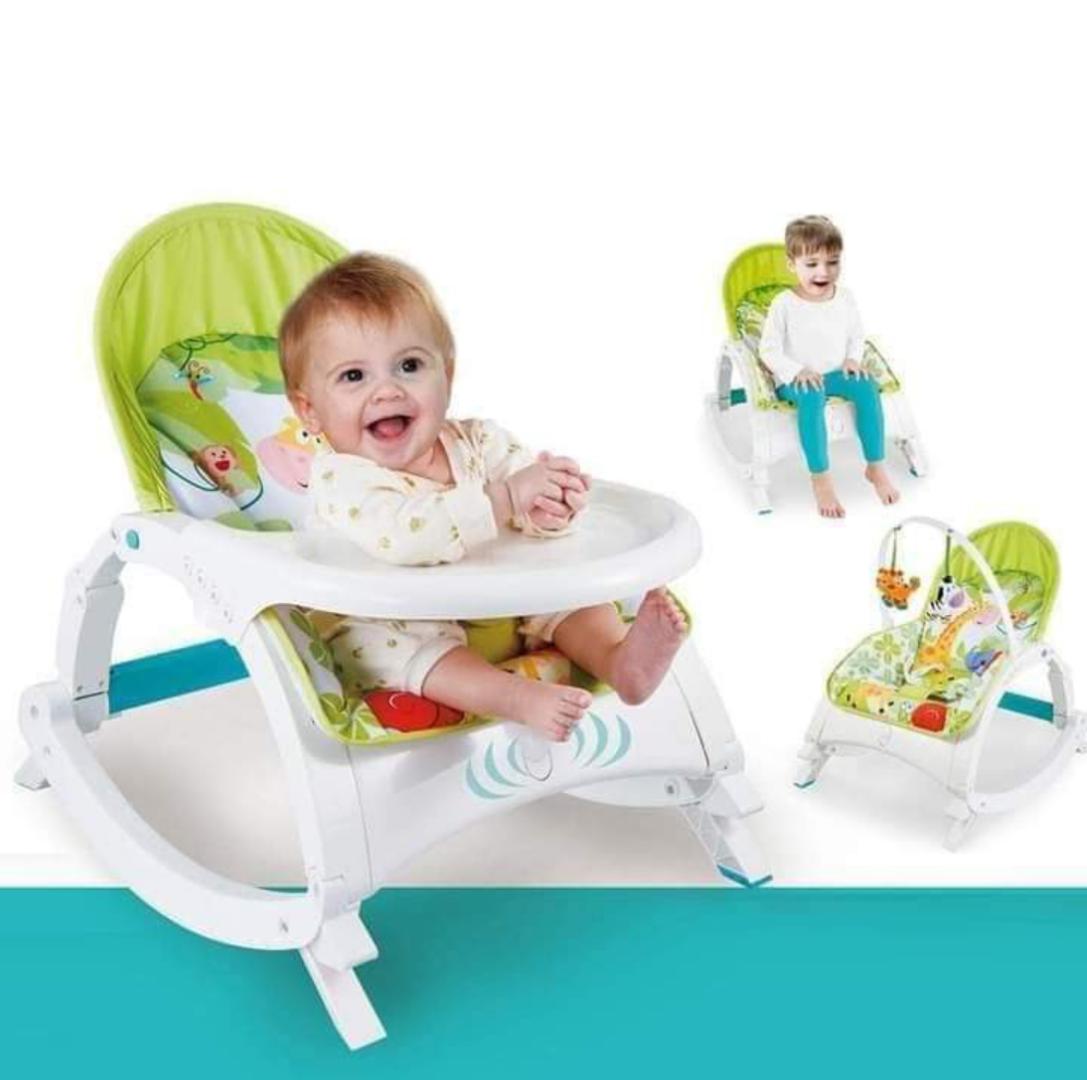 Newborn Baby Musical Bouncer Rocker, Baby Chair from Birth, 2 in 1 Newborn Baby Swing Vibration Chair, Infant to Toddler Rocking Chair, Feeding Tray & Toy Bar, Baby Feeding Chair, 0-36 Months