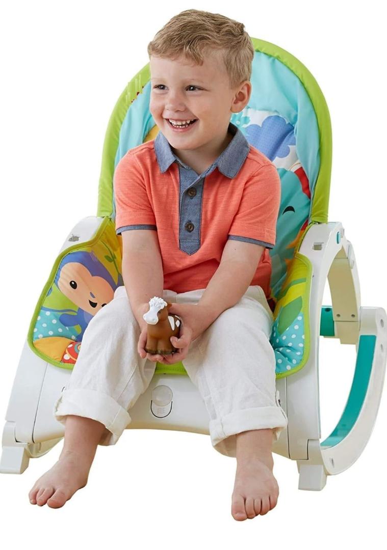 Newborn Baby Musical Bouncer Rocker, Baby Chair from Birth, 2 in 1 Newborn Baby Swing Vibration Chair, Infant to Toddler Rocking Chair, Feeding Tray & Toy Bar, Baby Feeding Chair, 0-36 Months