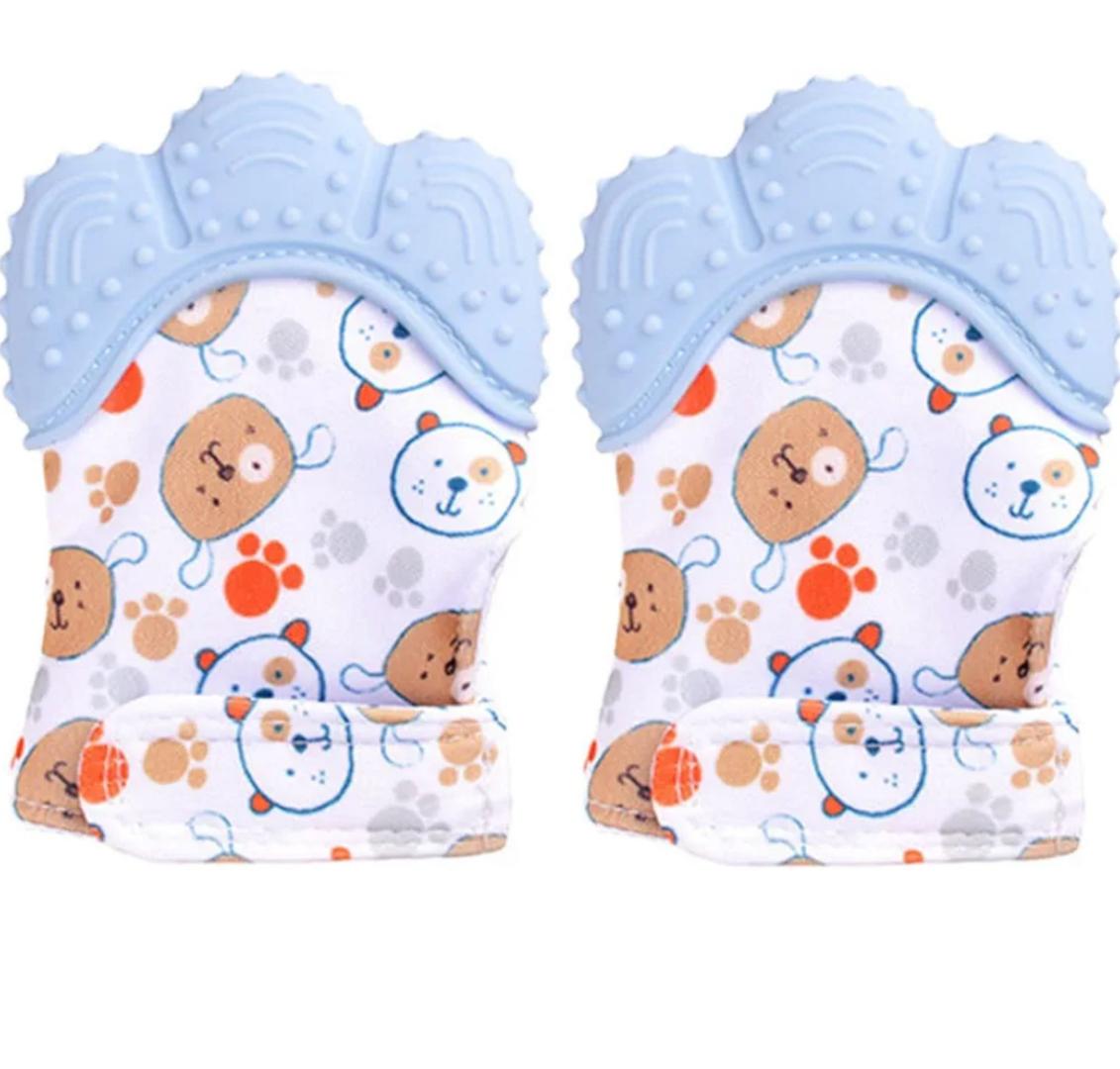 Teething Mittens for Babies 2 Pack Baby Teething Gloves Infant Soothing Pain Relief Mitt Baby Teether Mits, Food Grade Silicone, Safe(BPA Free), Washable