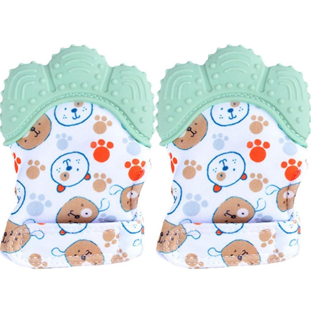 Teething Mittens for Babies 2 Pack Baby Teething Gloves Infant Soothing Pain Relief Mitt Baby Teether Mits, Food Grade Silicone, Safe(BPA Free), Washable