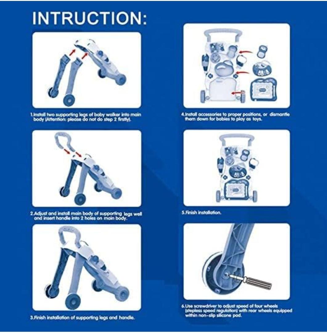 Musical My First Step Push and Pull Baby Activity Walker with Interactive Toys - Big Walker Trolley Multifunctional Push & Pull Toy for Toddlers & Kids, Baby Activity Walker- Sit and Play